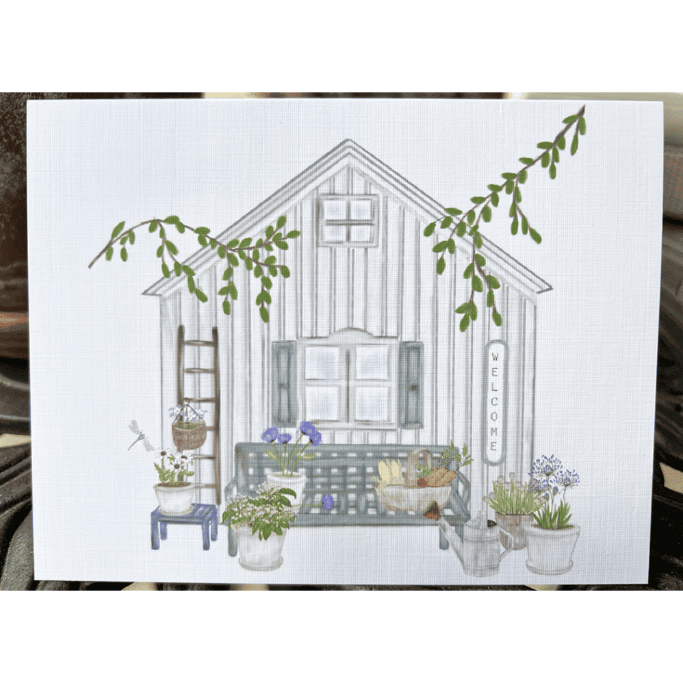 potting shed welcome note card