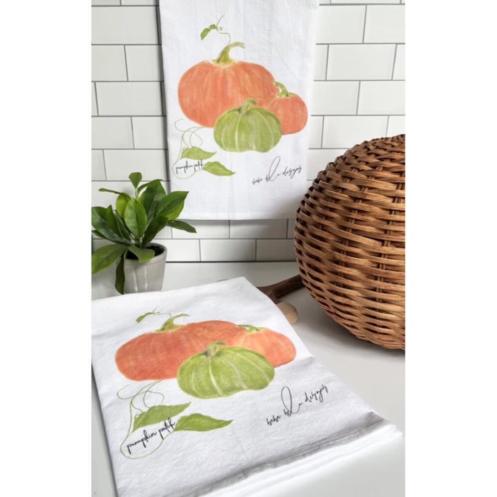 pumpkin patch flour sack towel