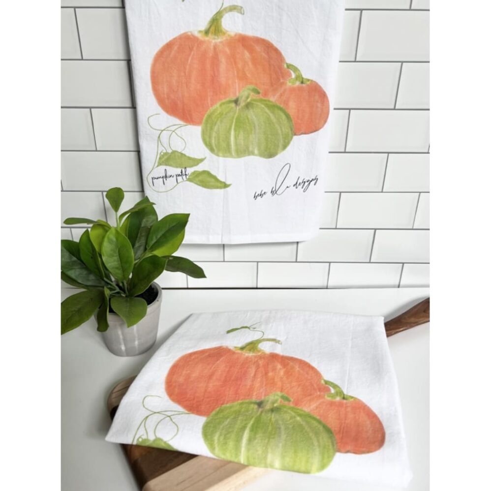 pumpkin patch flour sack towel