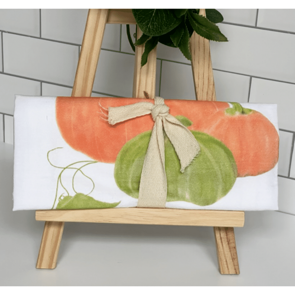 pumpkin patch flour sack towel wrapped