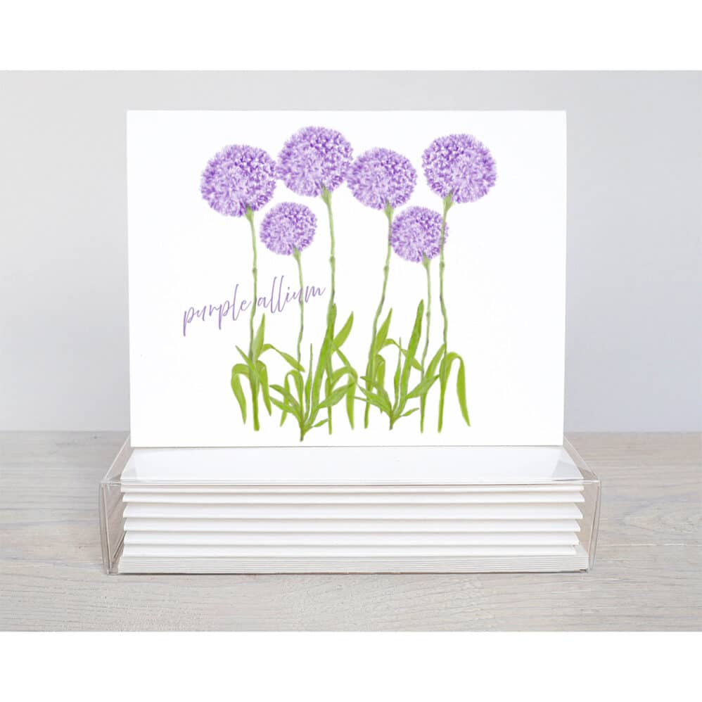 purple allium note cards