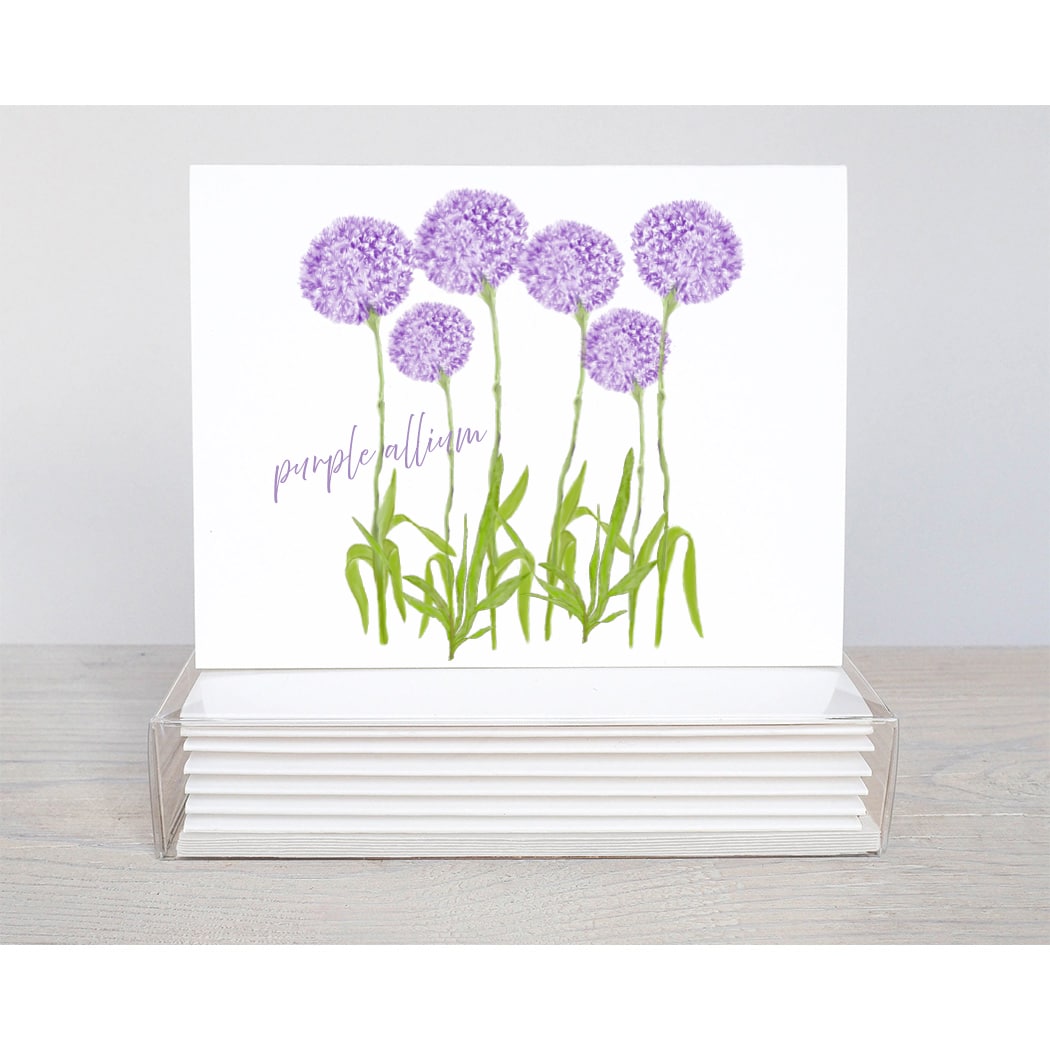 purple allium note cards