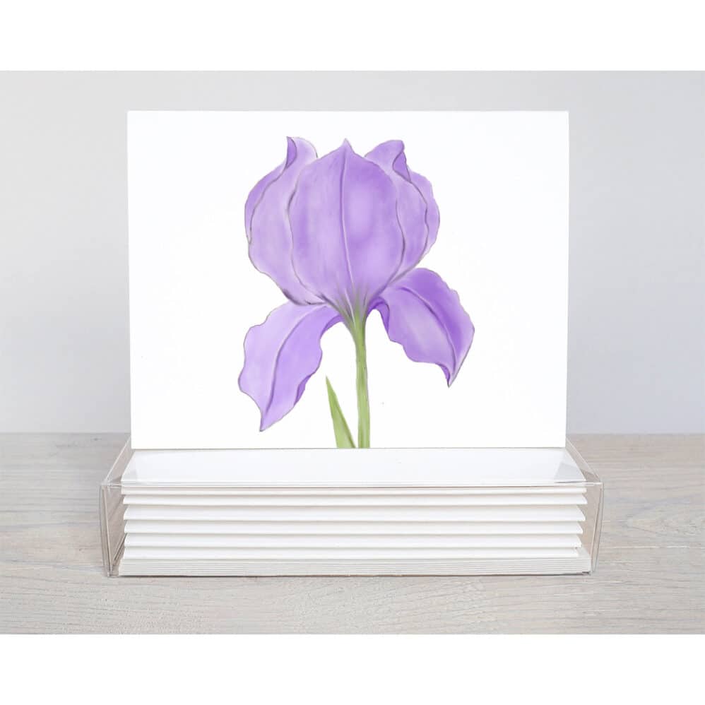 purple iris note cards