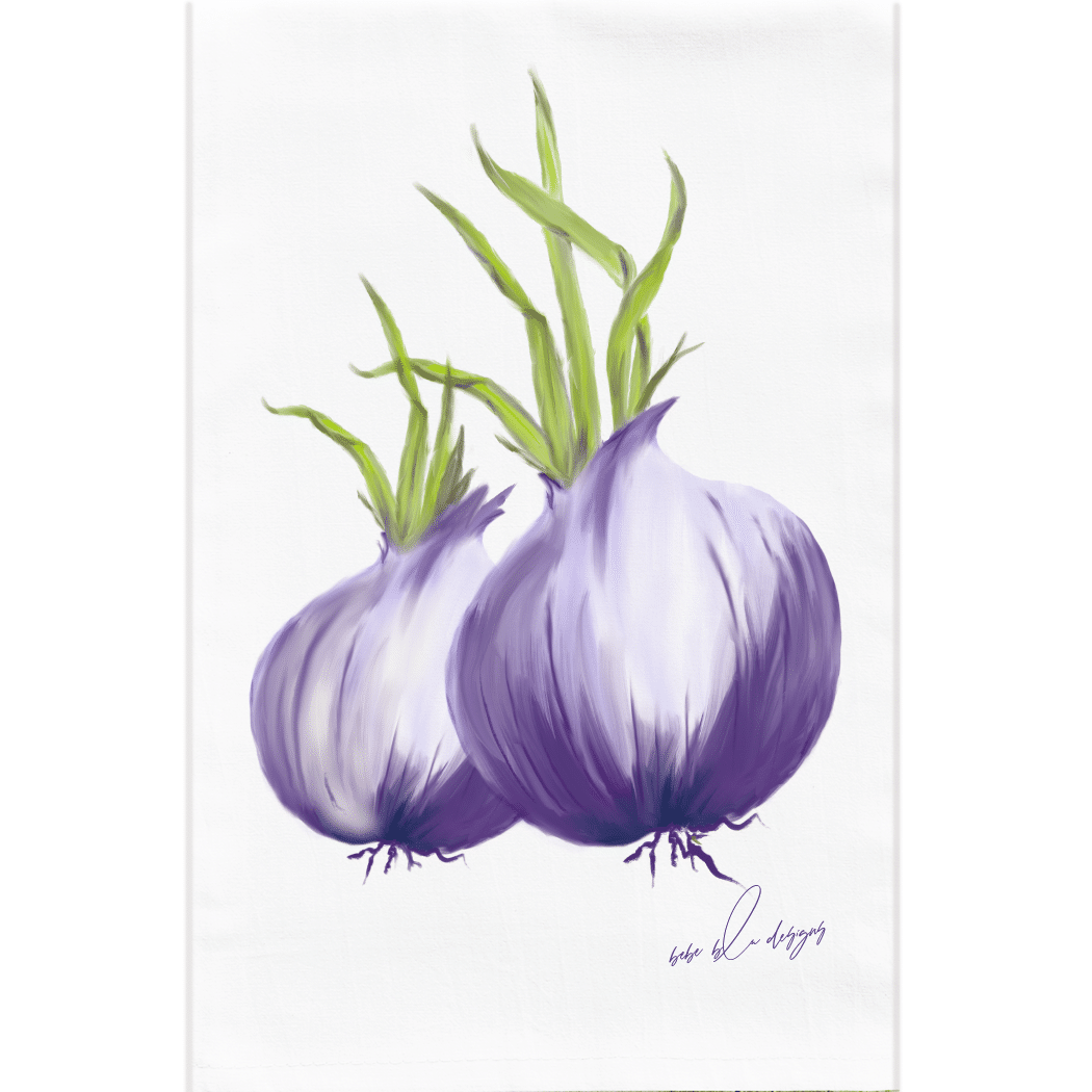 purple onion tea towel