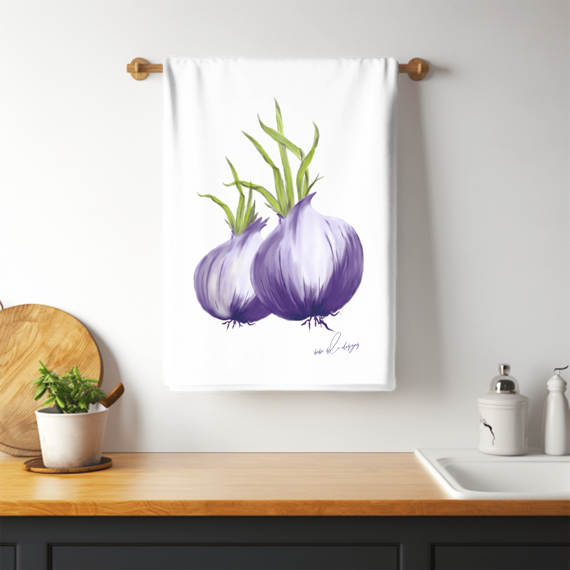 purple onion towel bar