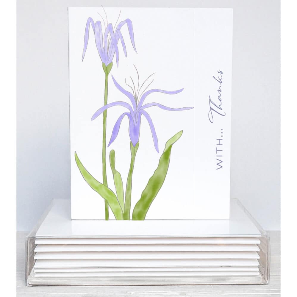 purple wildflowers thank you note