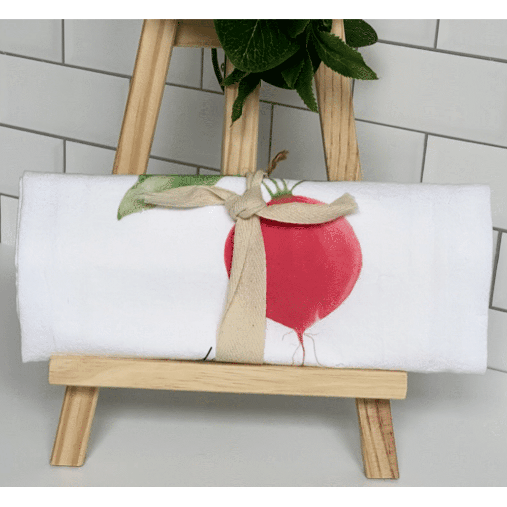 radish flour sack towel wrapped