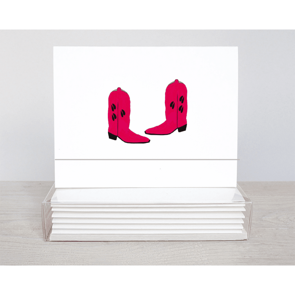 red cowboy boots note cards