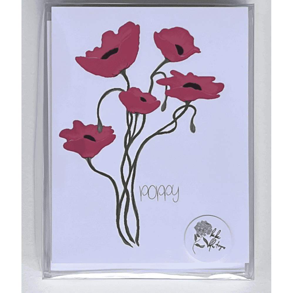 red poppy note cards