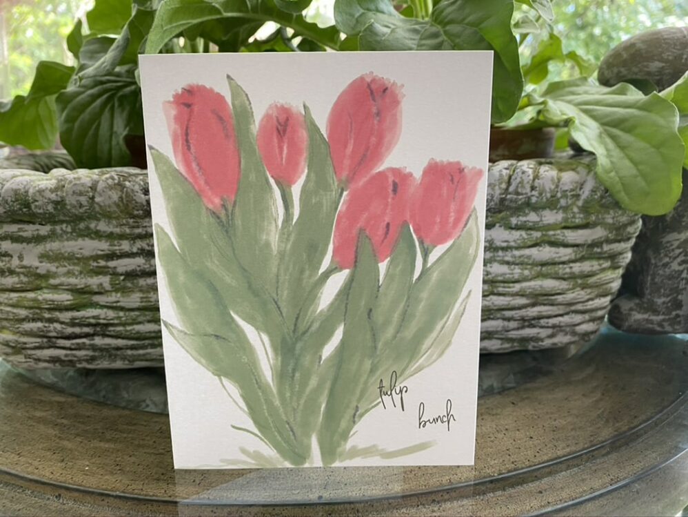 red tulip note card