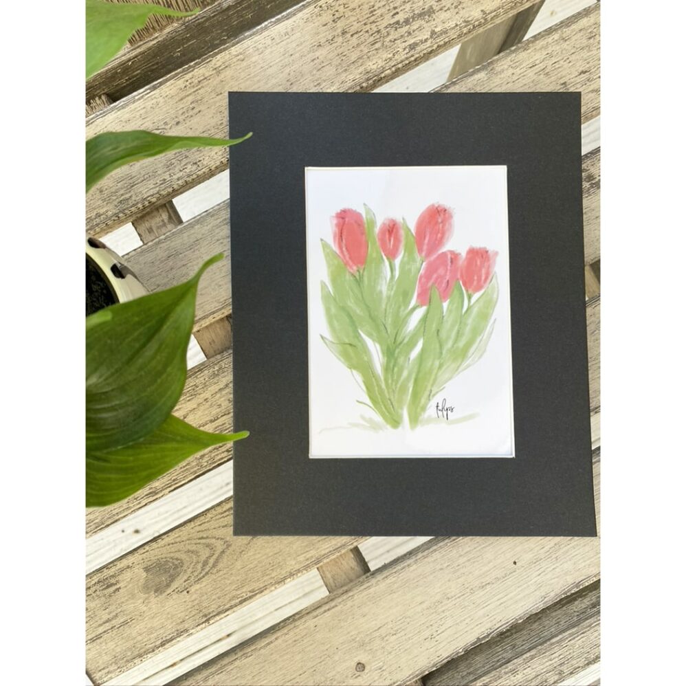 red tulip matted print