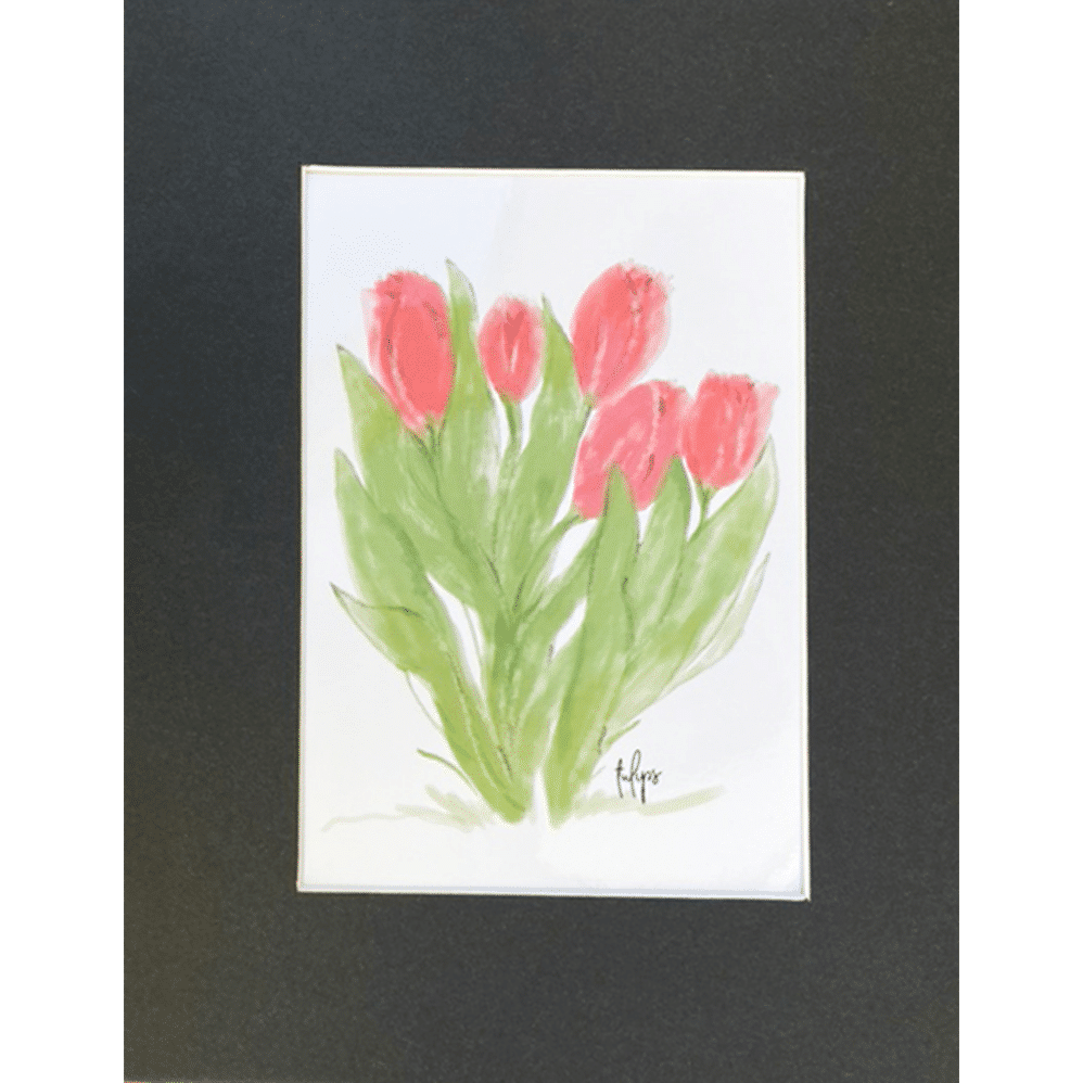 red tulip matted print