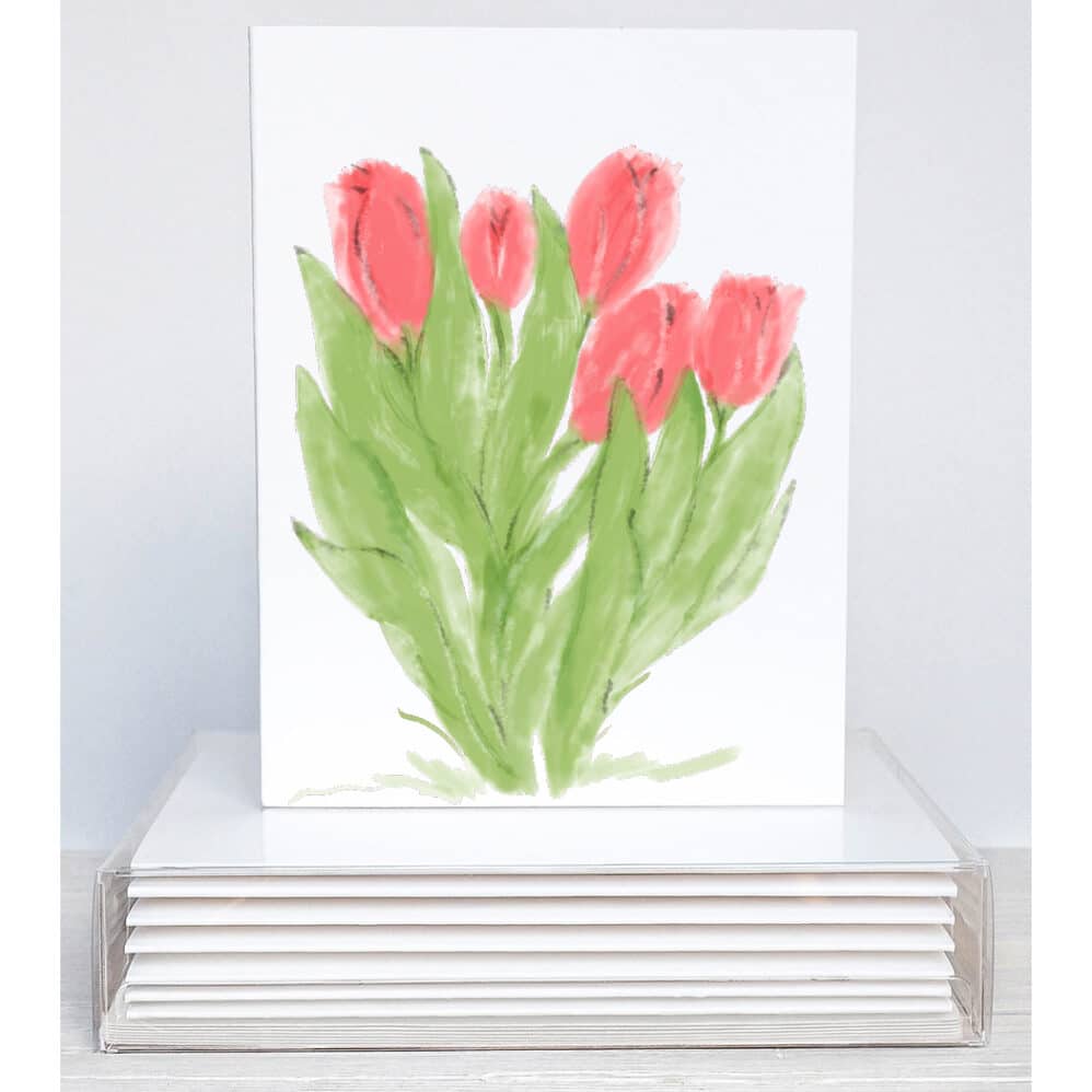 red tulips note card