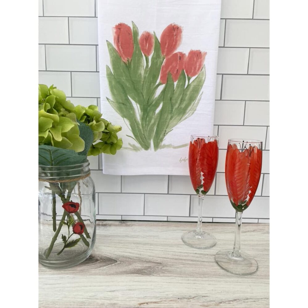 Red Tulips Flour Sack Towel