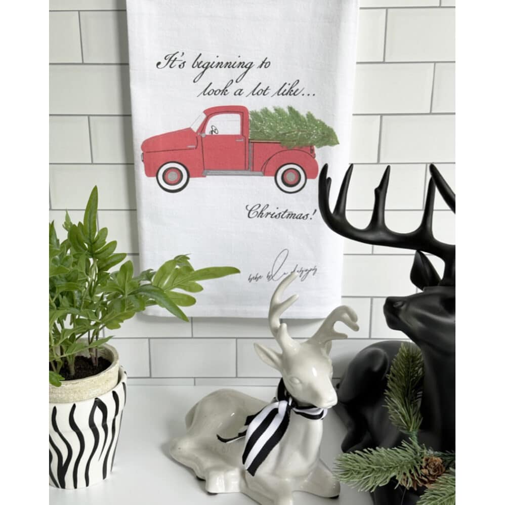 red woody flour sack towel