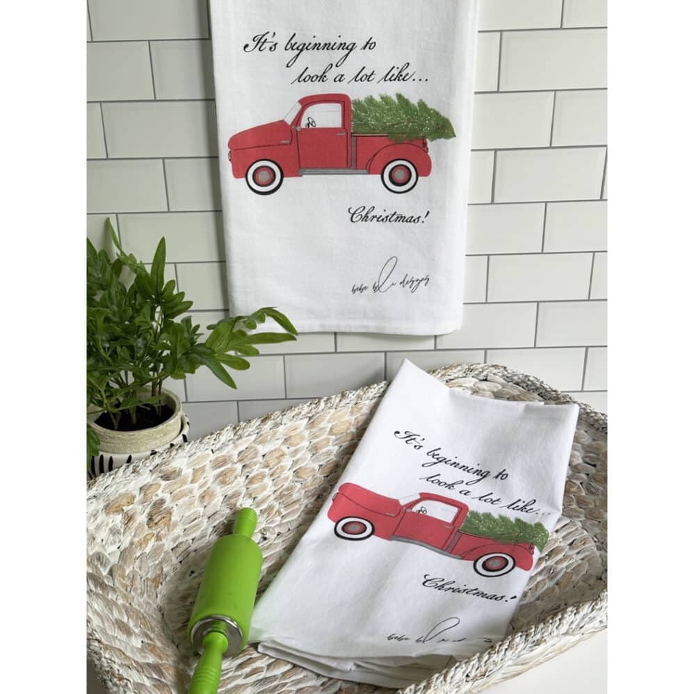 red woody flour sack towel