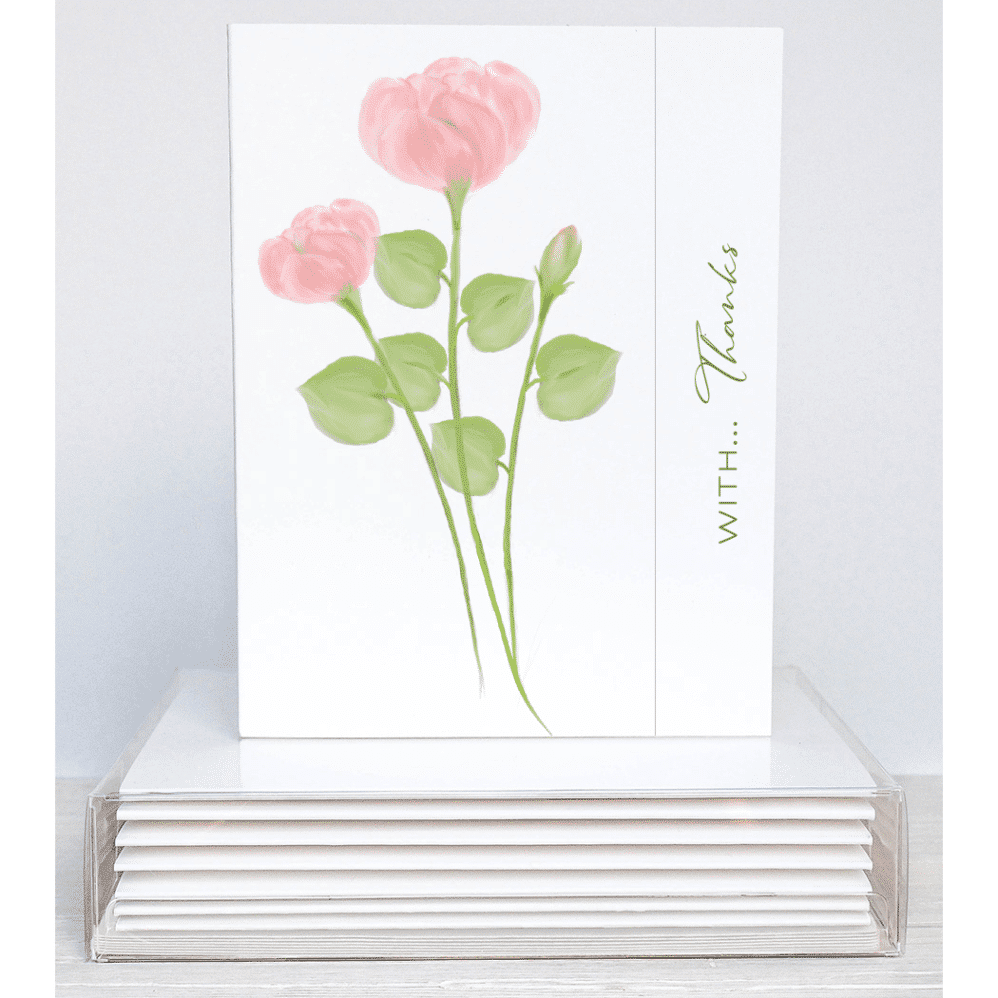 rose tulips thank you note card