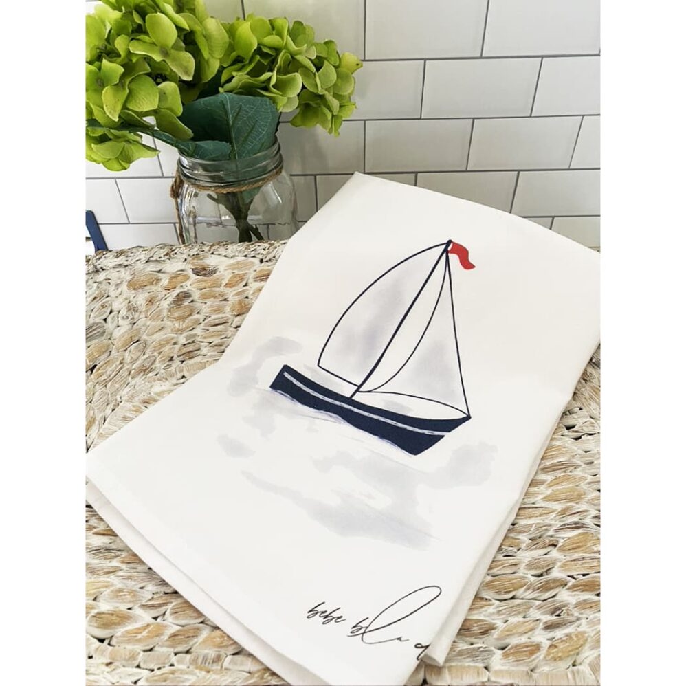 sailboat flour sack towel