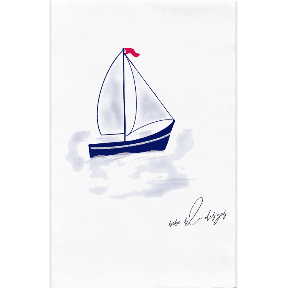 sailboat flour sack towel