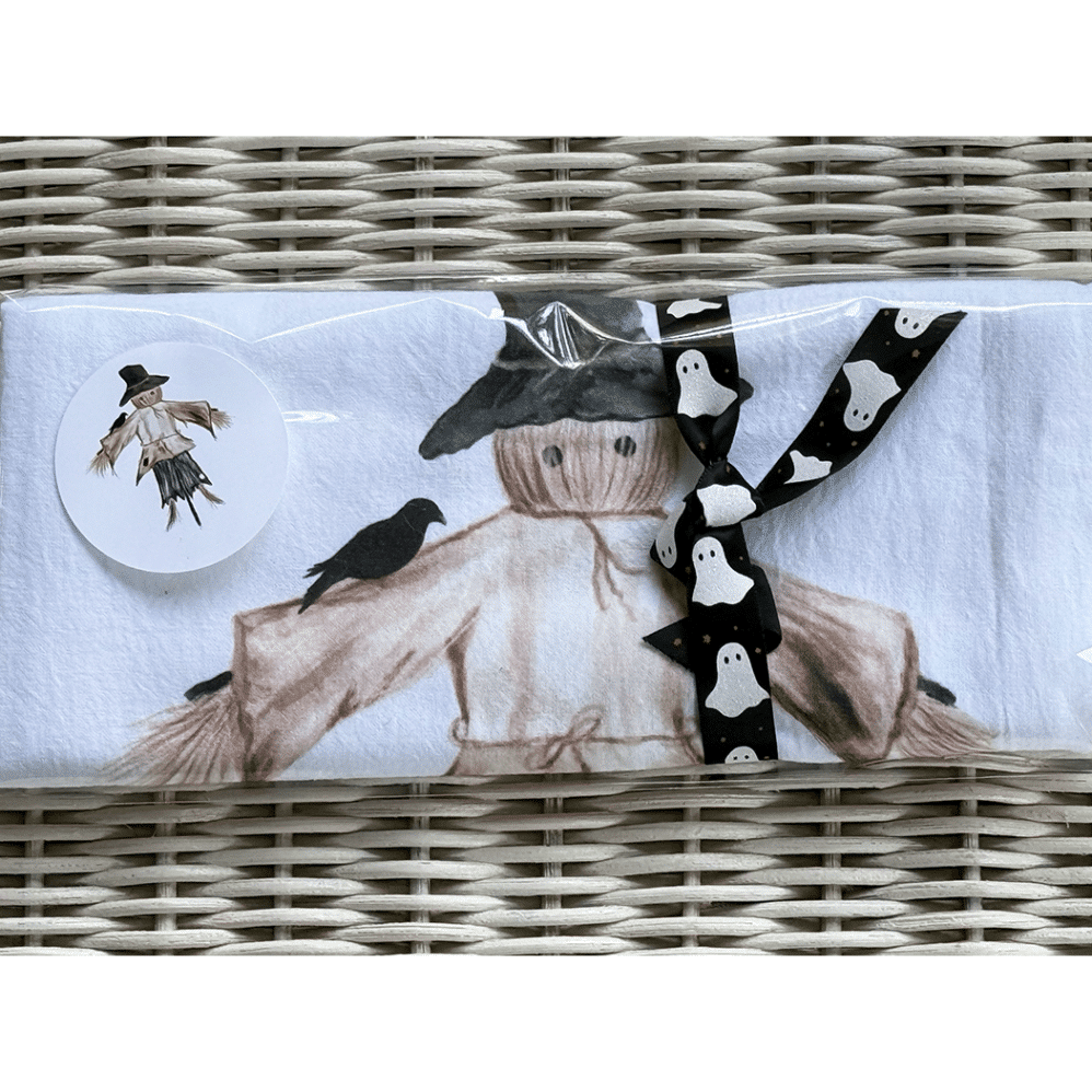 scarecrow flour sack towel wrapped