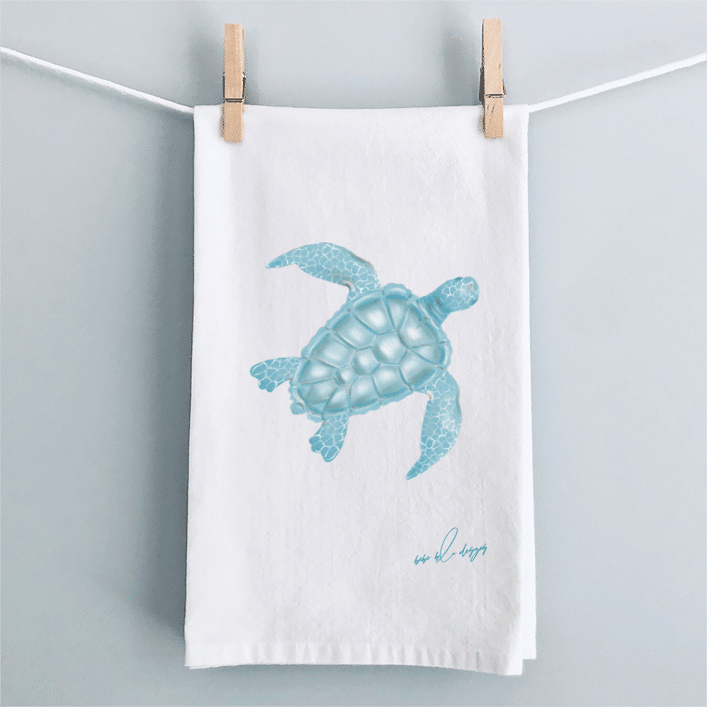sea turtle on clothesline
