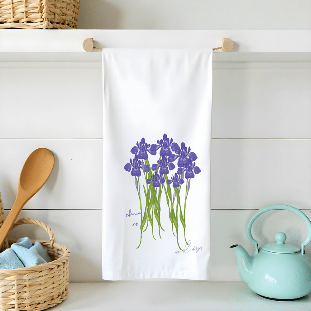 siberian iris flour sack tea towel