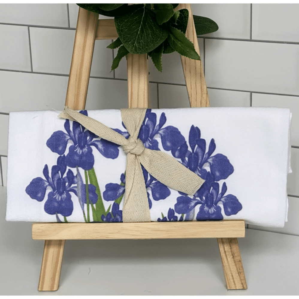 siberian iris flour sack towel wrapped