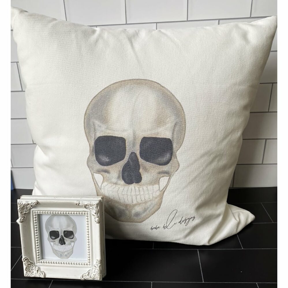 skull tile pillow