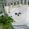 a cool looking skull with sunglasses on a 15 x 20 inch tote with a 5 inch gusset