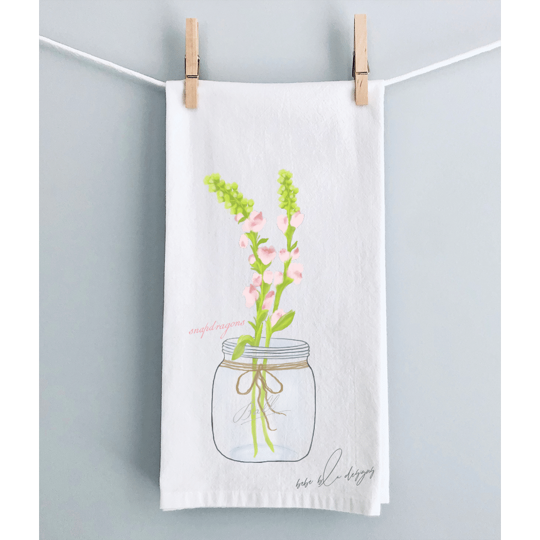 snapddragons flour sack towel