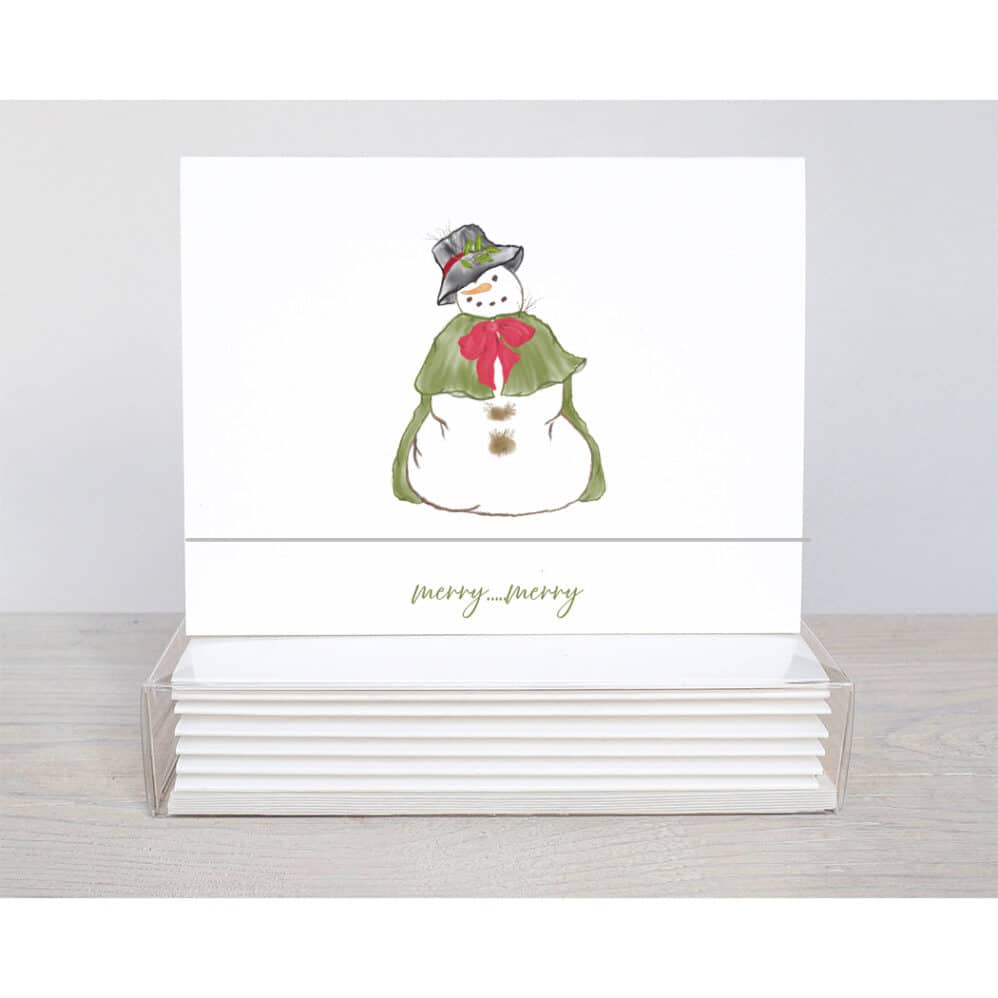 snow lady holiday note cards