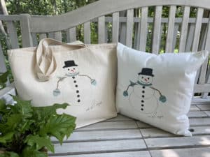 snowman tote and pillow snowman tote and pillow