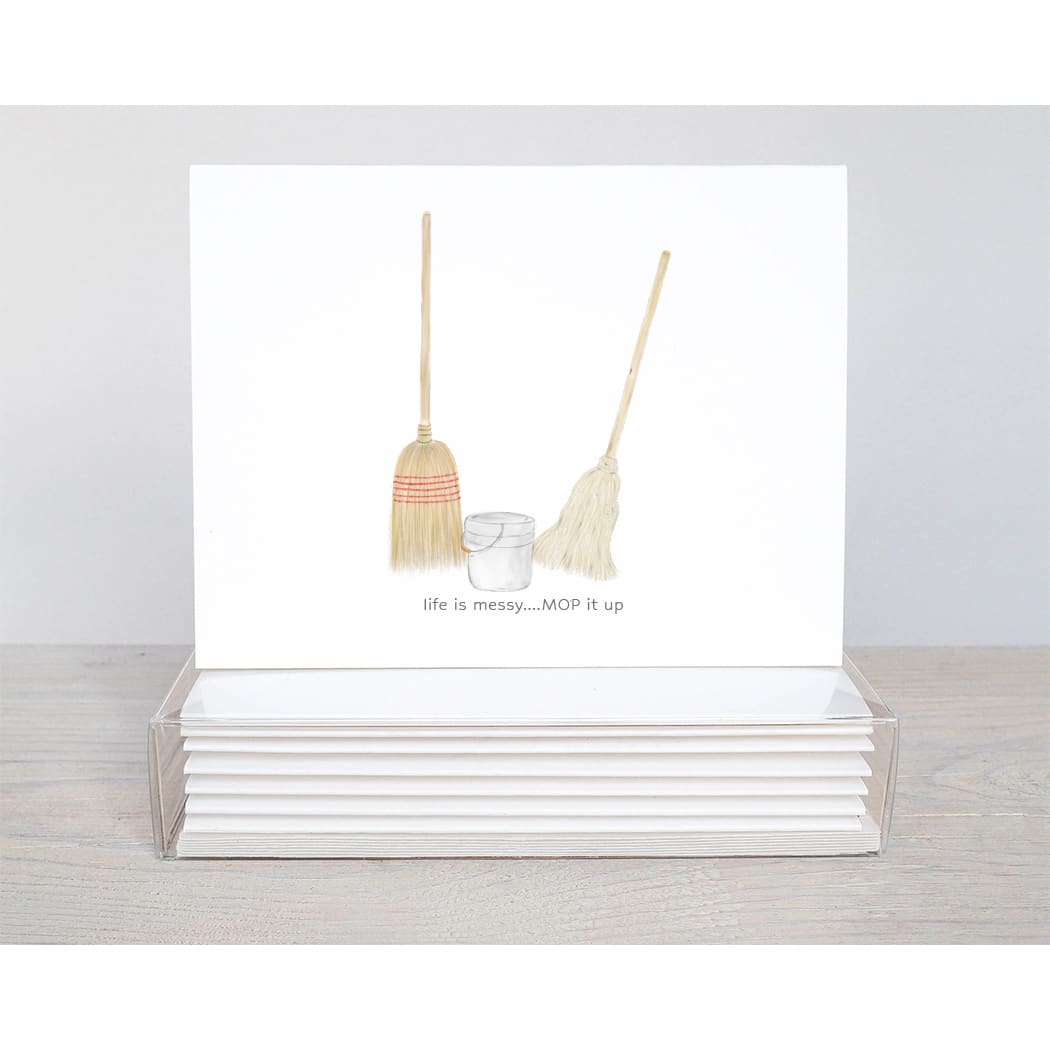 spring cleaning life is messy note card