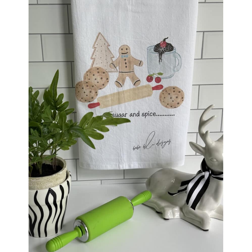 sugar and spice holiday flour sack towel