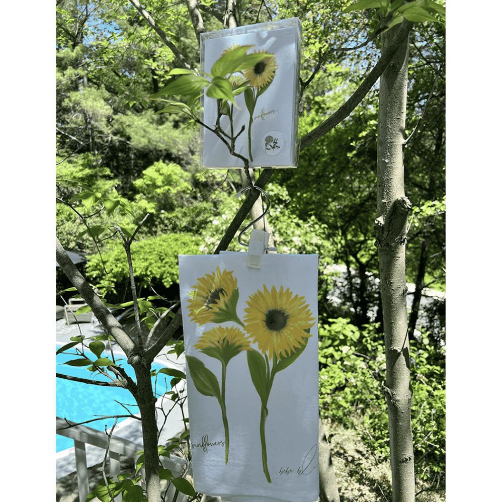 sunflower flour sack towel and sunflower note cards