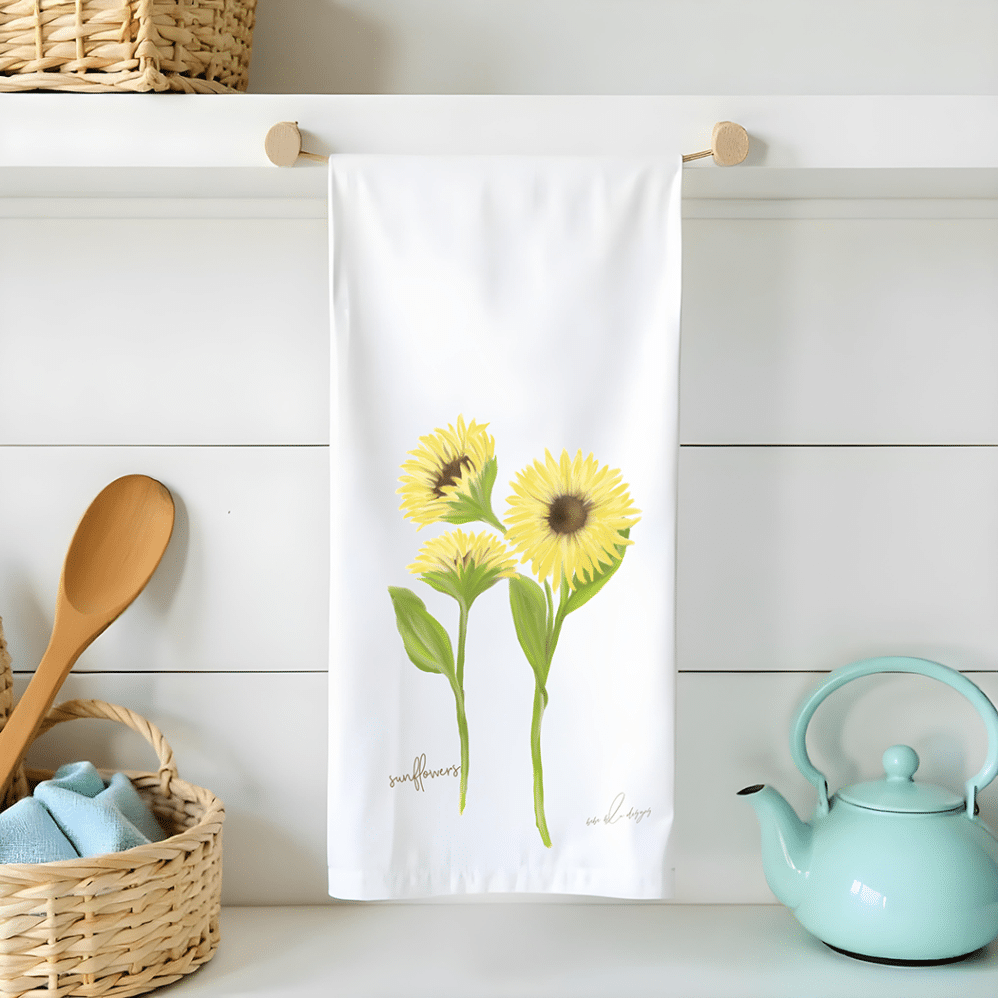 sunflower flour sack tea towel
