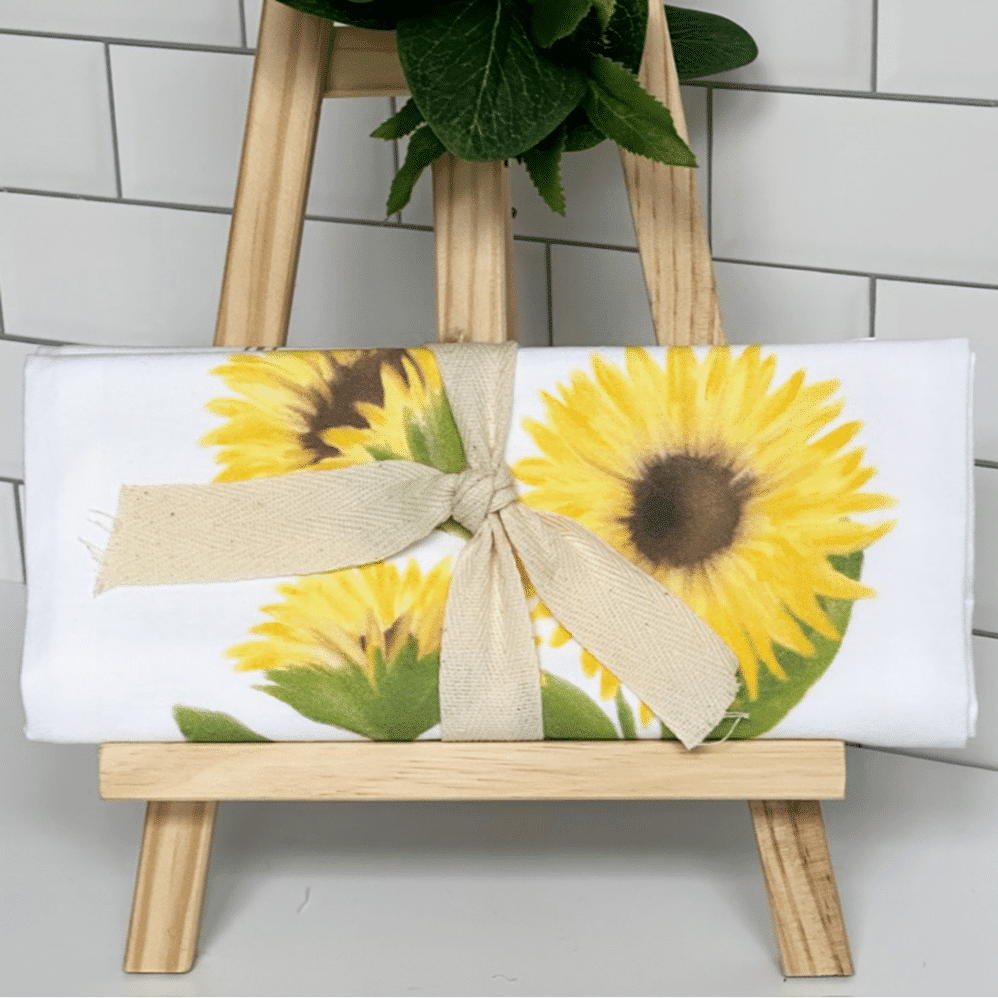 sunflower flour sack towel wrapped