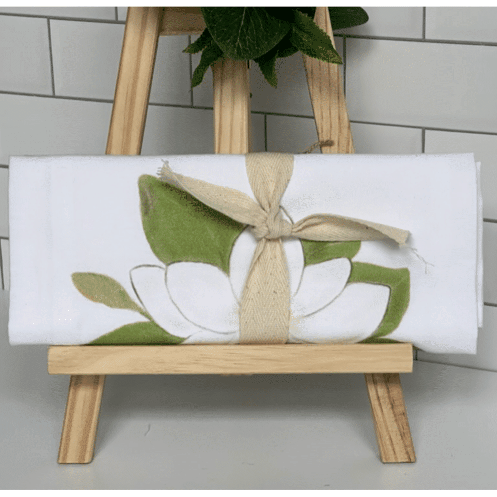 sweet magnolia flour sack towel wrapped