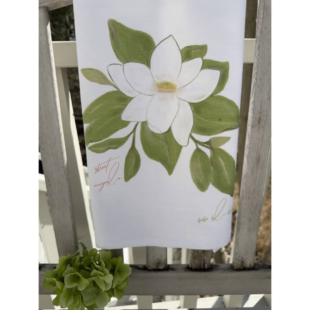 sweet magnolia flour sack towel