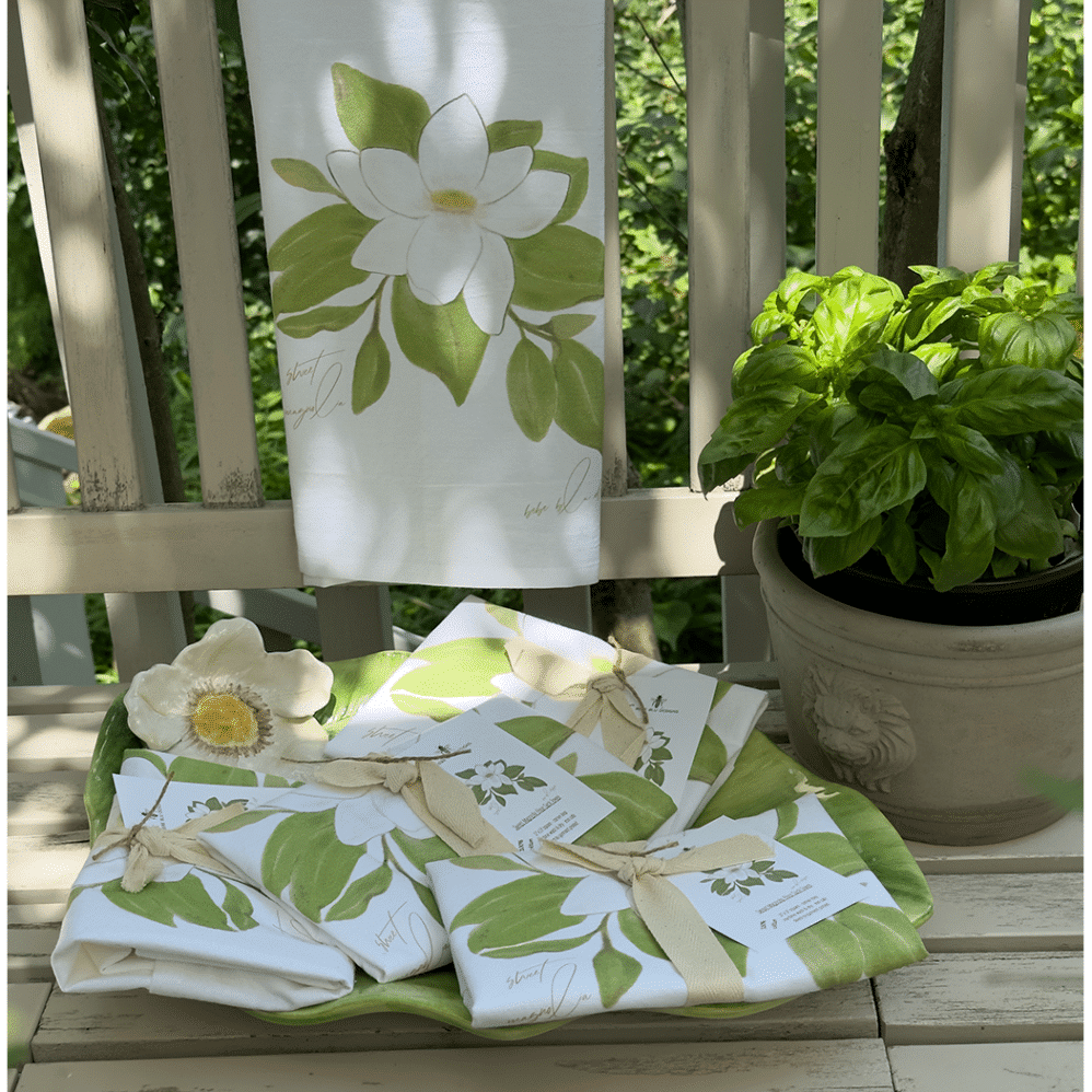 sweet magnolia flour sack towel