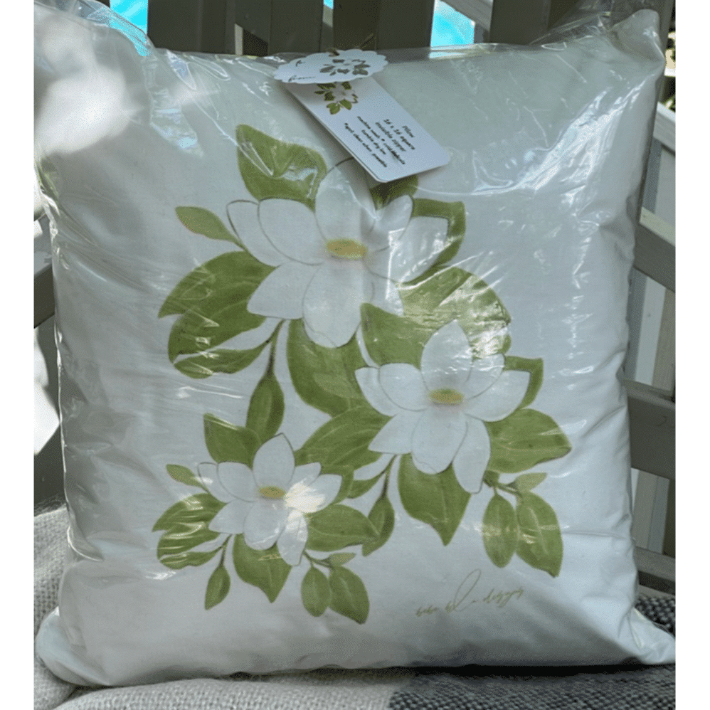 sweet magnolia pillow wrapped