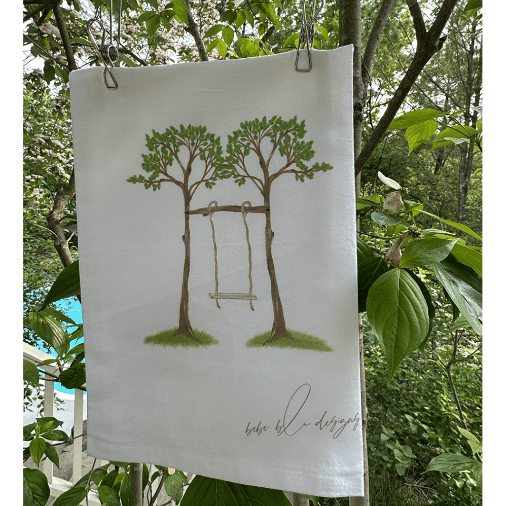 tree swing flour sack towel