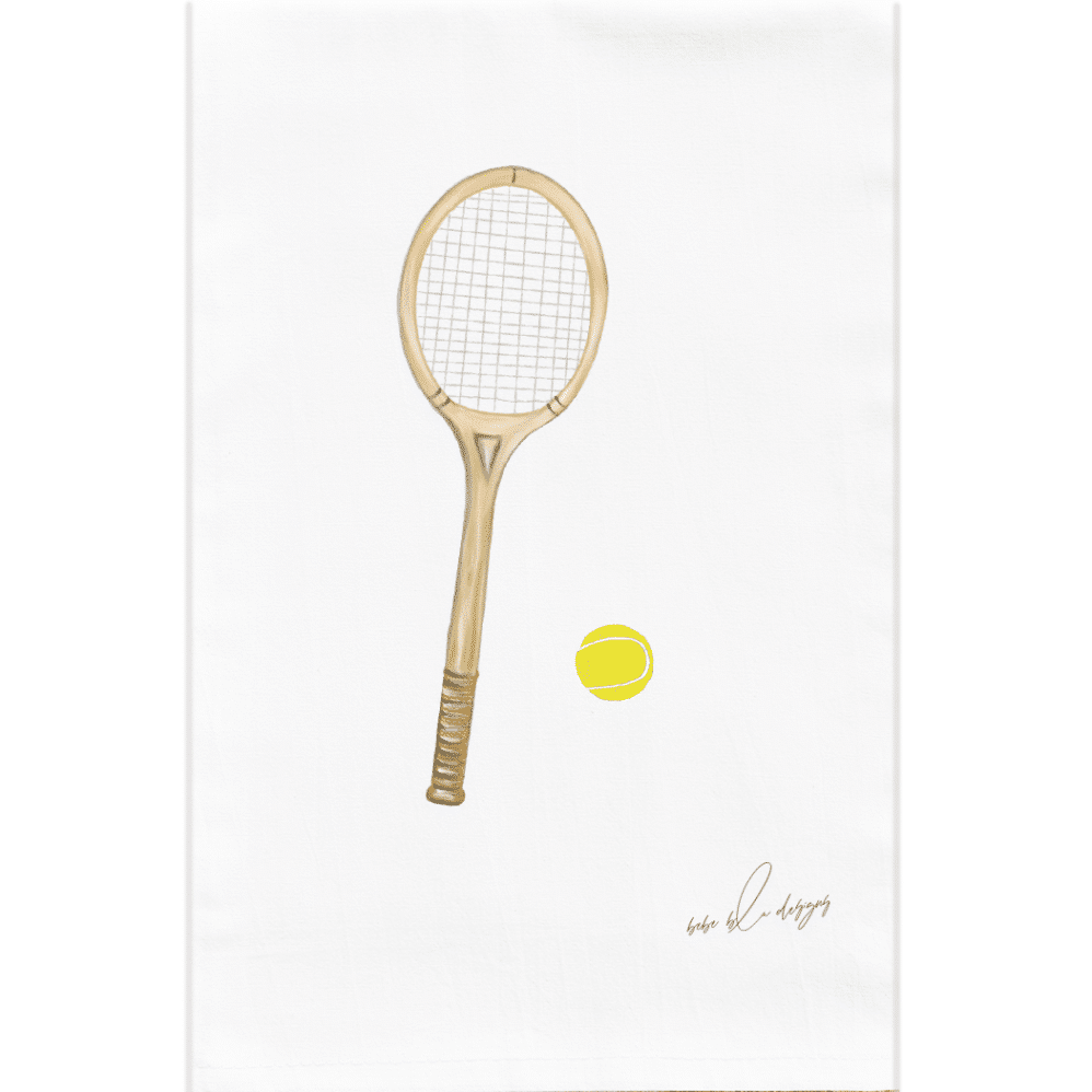 tennis and tennis ball flour sack tea towel