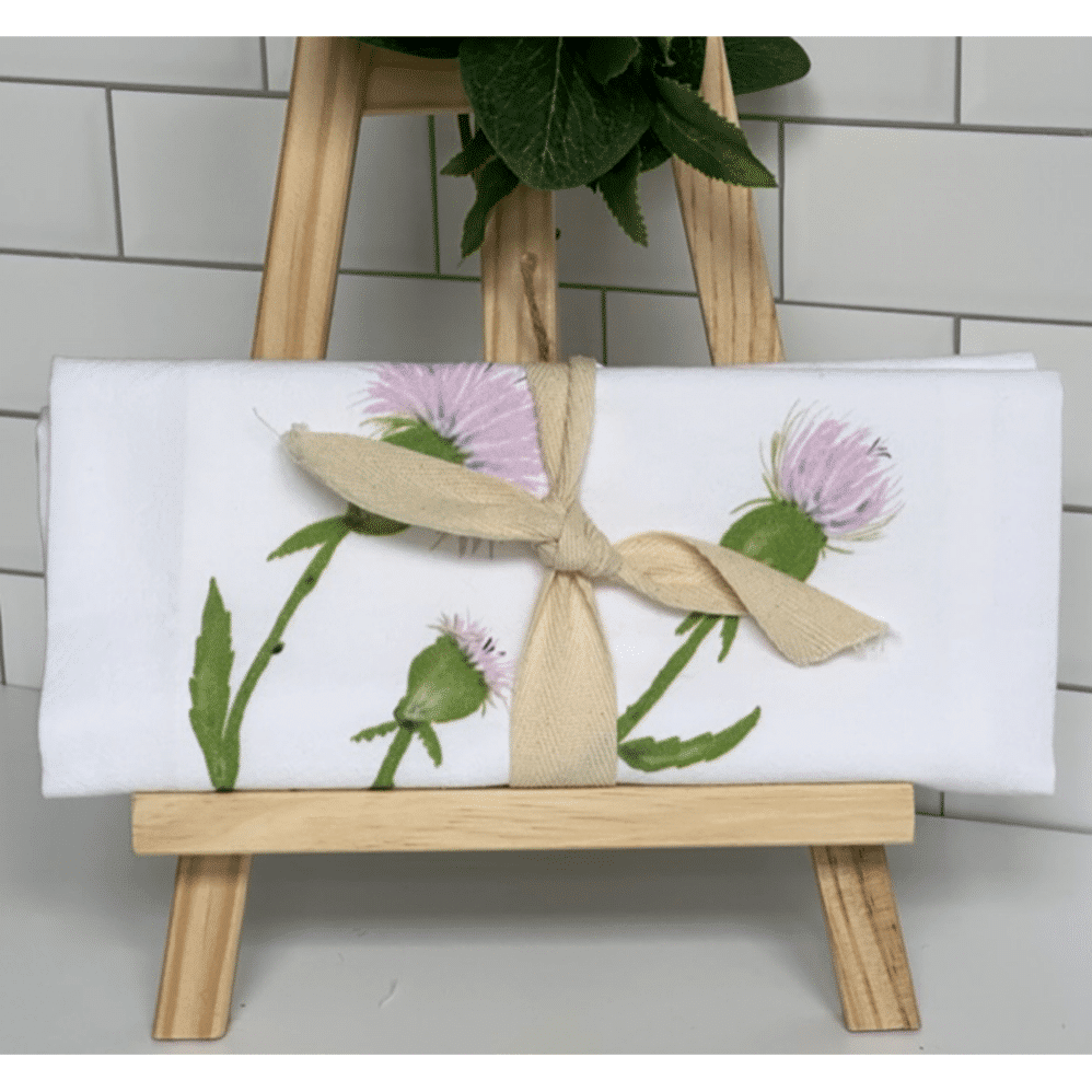 thistle flour sack towel wrapped