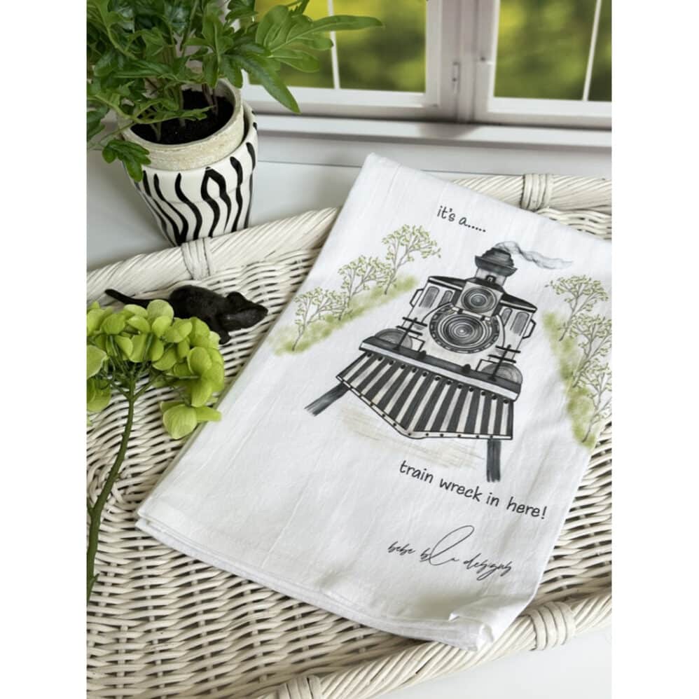 train wreck flour sack towel