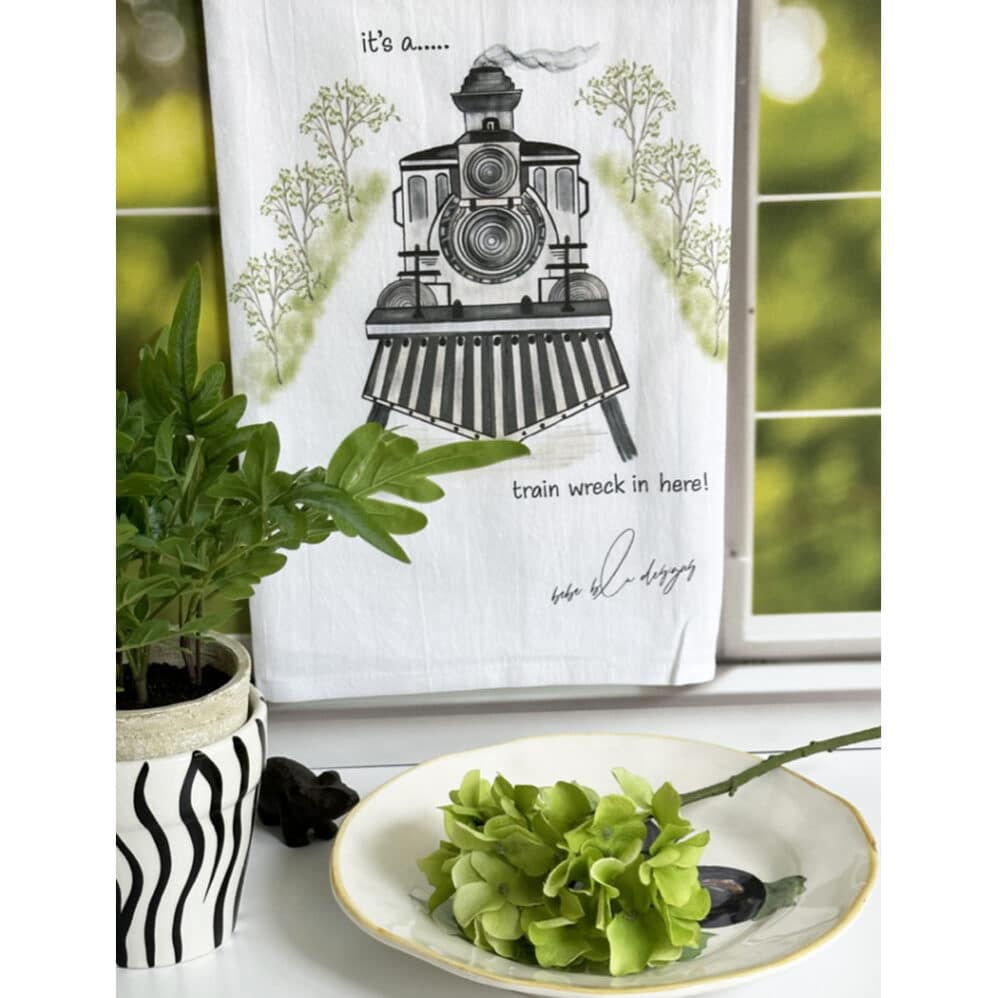 train wreck flour sack towel