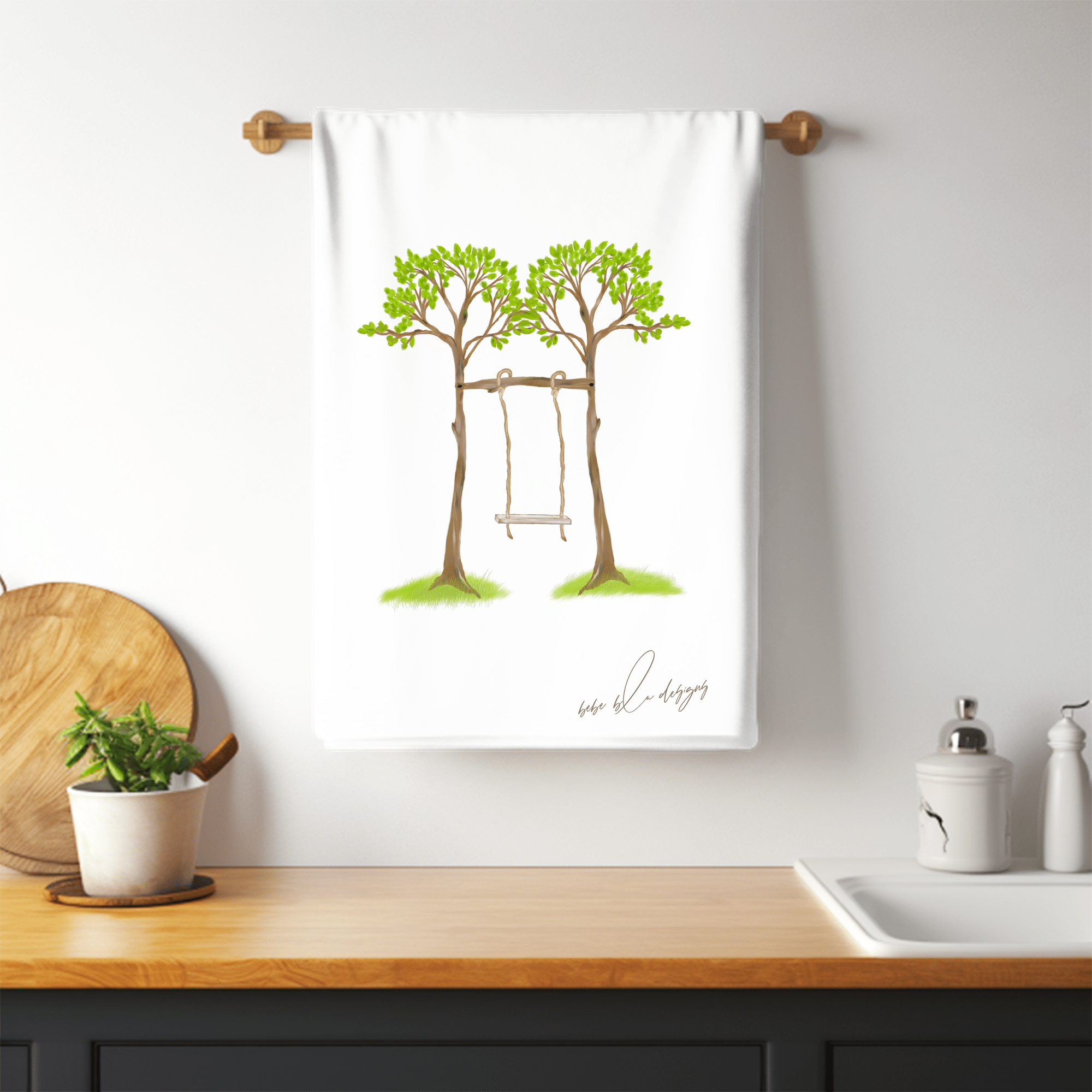 tree swing flour sack towel