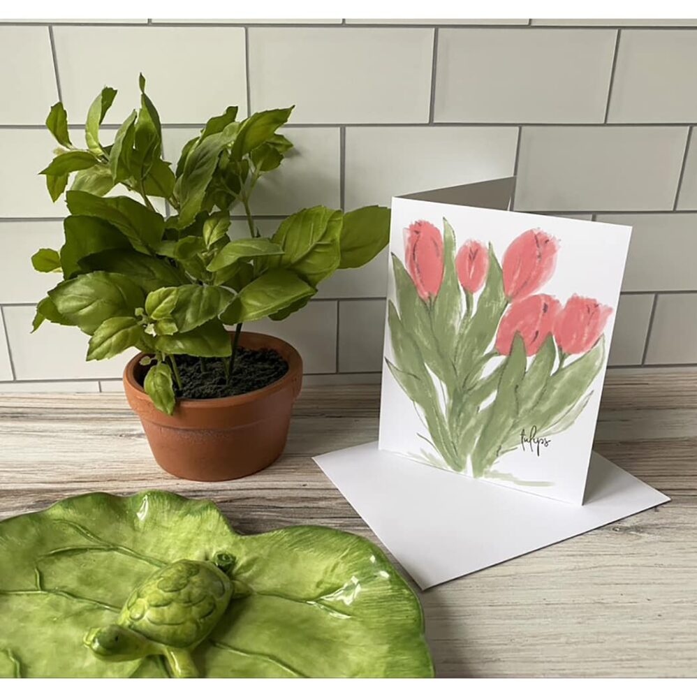 red tulip note cards