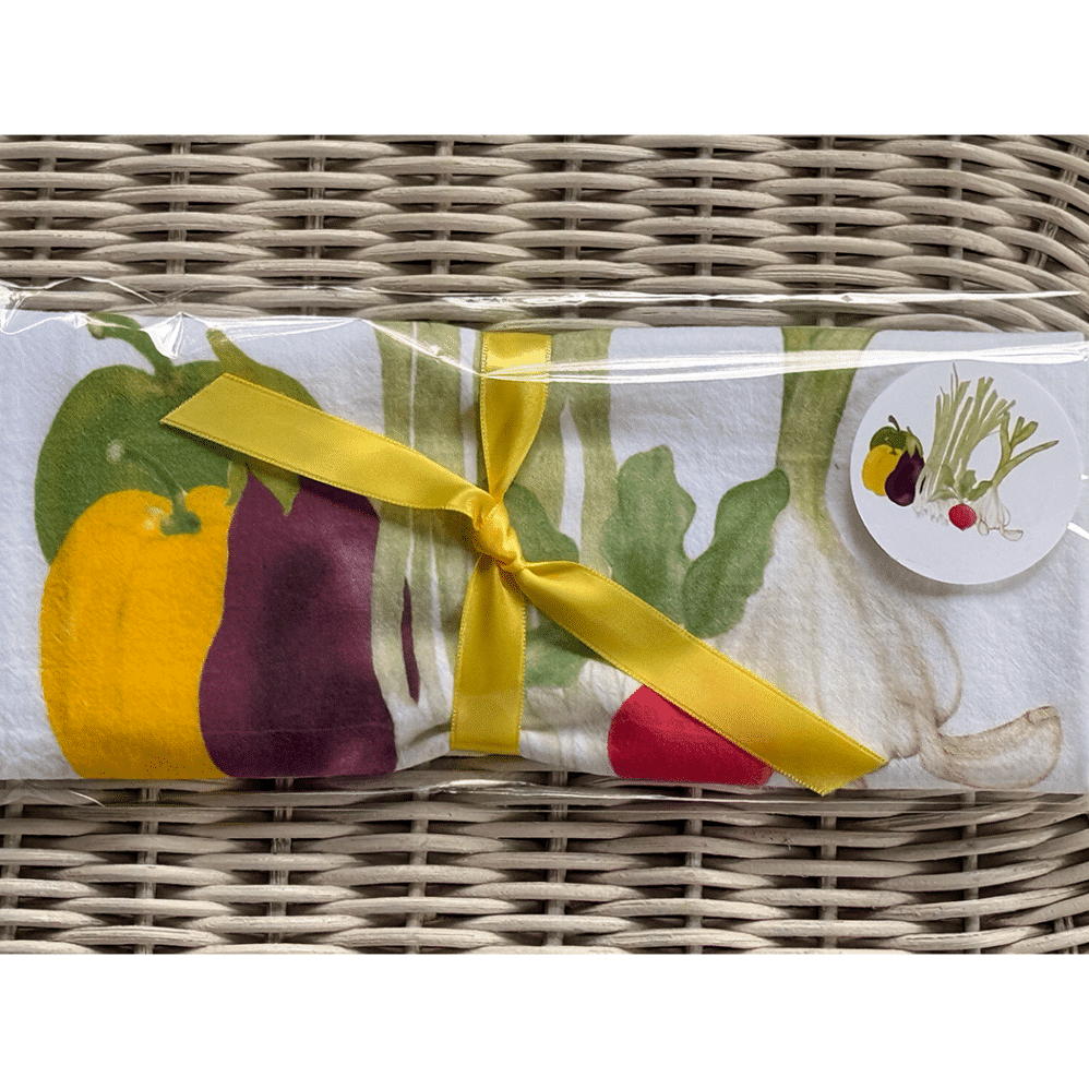 vegetables flour sack towel wrapped