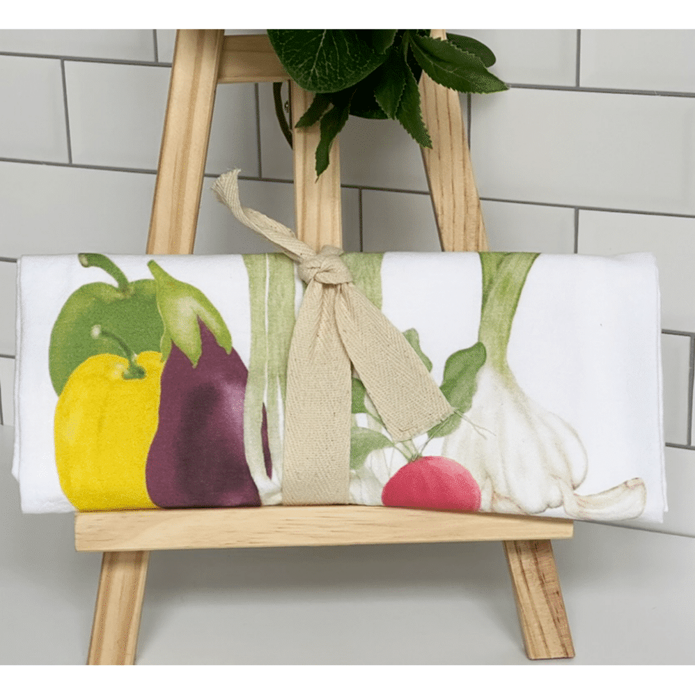 vegetables flour sack towel wrapped